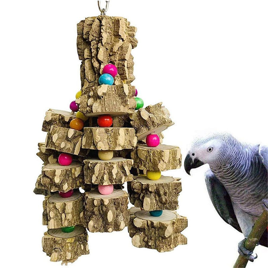 Macaw Toys, Extra Large Parrot Toys, Natural Wood Bird Chewing Toys for Large Birds Parrots  Grey Macaws Cockatoos  Parrots（Steel wire type）