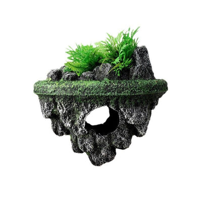 Aquarium Floating Island Decorations,Fish Tank Decorations, Interactive Fish Tank Toy for Betta Fish, Guppies, Goldfish, Shrimps, and Hermit Crabs（small）