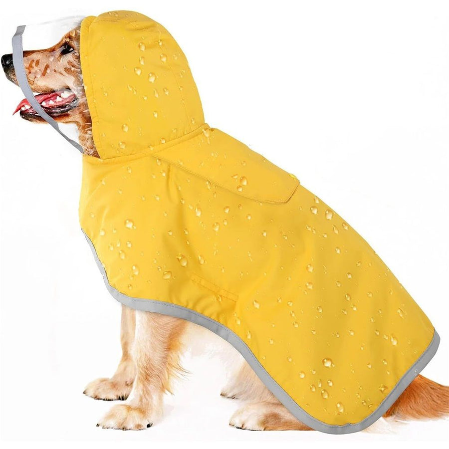 Dog Raincoat, Adjustable Dog Rain Jacket Clear Hooded Layer, Waterproof Poncho with Reflective Strip Straps for Small Medium Large Dogs Puppies(L)