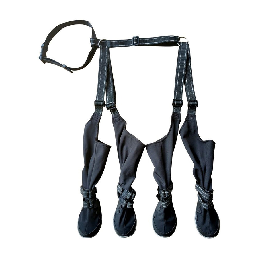 Dog Suspender Boots, Tall Dog Boots Anti-Slip & Fall Waterproof Shoes Leggings, Adjustable Suspender Boots for Dogs Winter Snow Rain Hiking Paws Protector(Black, 5:XL)