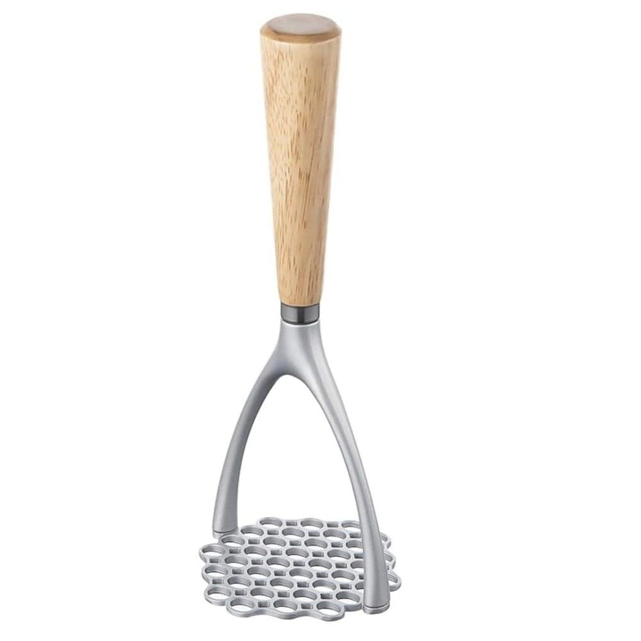Potato Masher with Wooden Handle, Manual Potato Press for Kitchen Tool, Aluminum Alloy Potato Ricer For Fluffy Mashed Potato