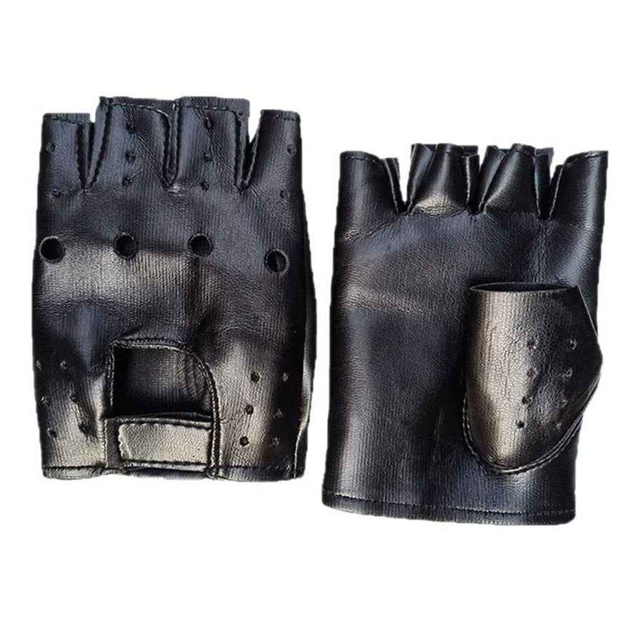 Mens PVC Driving Gloves Half Finger Motorcycle Unlined Gloves, Gloves Steampunk Gothic Half Finger (black)