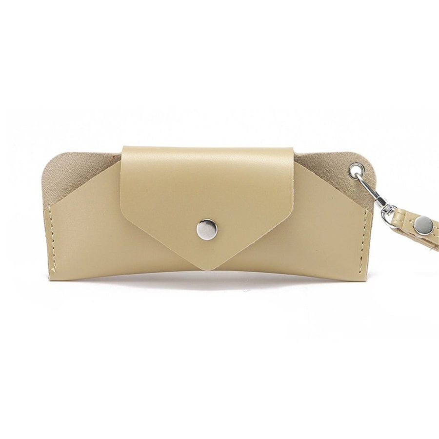 Eyeglass Case - Handmade Slim Sunglasses Holder, Genuine and Universal Fit for Men and Women（Milk tea khaki color）