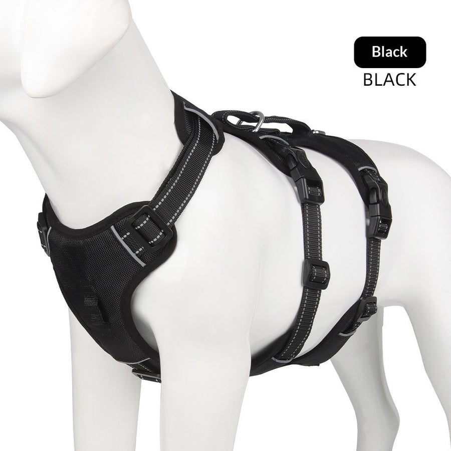 Escape Proof Dog Harness, No Choke No Pull Dog Vest Harness, Breathable Soft Padded Oxford, Leash Clips for Small Medium Dogs, Black,M