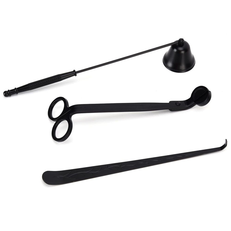 3 in 1 Candle Tools Set, Candle Wick Trimmer, Candle Cutter, Candle Snuffer, Candle Wick Dipper Accessory Set - Black