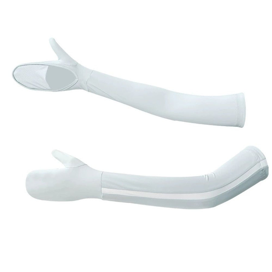 Unisex-adult Cool Sleeves With Hand Cover, Fingerless UV Thin Sleeve Arm Protection Sunshade Gloves Arm Adjustable
