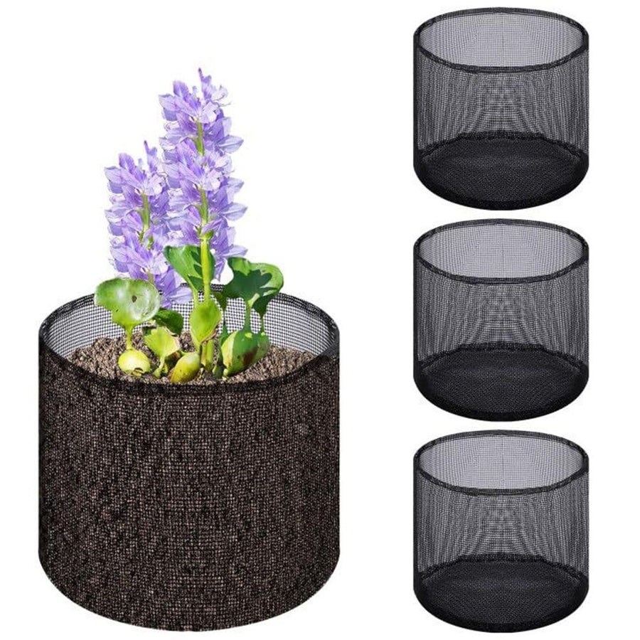 8 Pcs Aquatic Pond Planting Bags-7.1" H x 7.2" Dia Reusable Mesh Water Garden Pond Plant Pot-Breathable Black Round Lily Plant Pots for Pond Bog Plant Garden Terrestrial Plant(Only mesh bag)