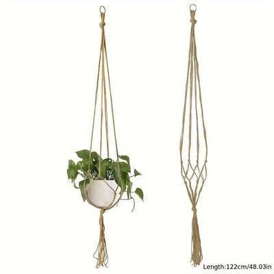 2 pack Natural hemp rope Plant Hanger & Holder and Metal Ring,48.03-inches Length (Without The White Pot and Plant)