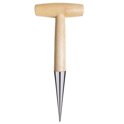 2 pack Hand Dibber Garden Tool, Seed Planter Tool with Wood Handle for Sowing Seed - Seed Dispenser for Planting chrome plating Garden Dibber, Transplanting Plants,Planting Bulb,Digging