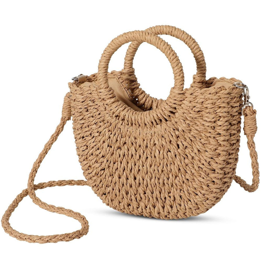Beach Purse Straw Crossbody Bags for Women Straw Purse Beach Bag Woven Summer Purses for Women（brown）