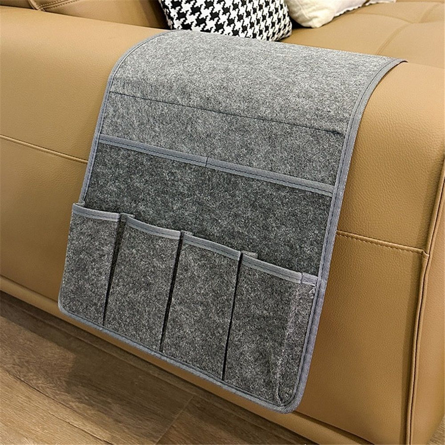 Remote Control Holder Armchair Caddy for Recliner Couch, Non-Slip Armrest Organizer with Pockets for Magazine, Tablet, Phone(dark gray)