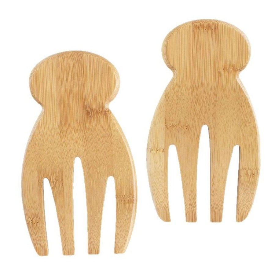 2 pack Home Salad Hands – bamboo-made Salad Serving Utensils for Tossing & Serving, Fruit Humanized Design Curved Handle Food Mixing Tools Kitchen Gadget