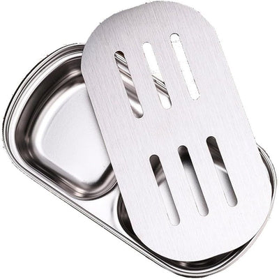 Soap Dish,Stainless Steel Soap Holder with Drain Spout, Soap Saver for Bathroom Shower, Bathtub, Kitchen Sink,Durable and Stylish
