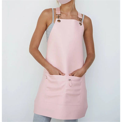 Chef Apron-Cross Back Apron for Men Women with Adjustable Straps and Large Pockets, Women Men Apron (lotus root color)