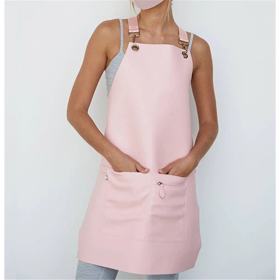Chef Apron-Cross Back Apron for Men Women with Adjustable Straps and Large Pockets, Women Men Apron (lotus root color)