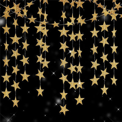 10 pack Glitter Gold Star Garland Decorations Hanging Garands Banner Backdrop, Star Party Decoration for Birthday Baby Shower Wedding Kids Room Graduation Decor (10*4m)