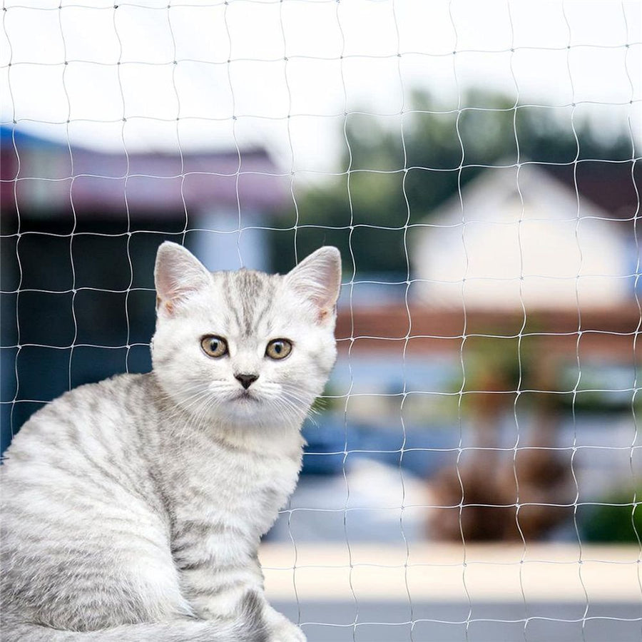 Cat Balcony Net – Transparent Nylon Safety Screen for Balconies, Apartment-Friendly Garden/Deck Netting; Weather-Resistant, Cut-to-Fit; Install Kit Included;（White）（ 10 * 20 ft）