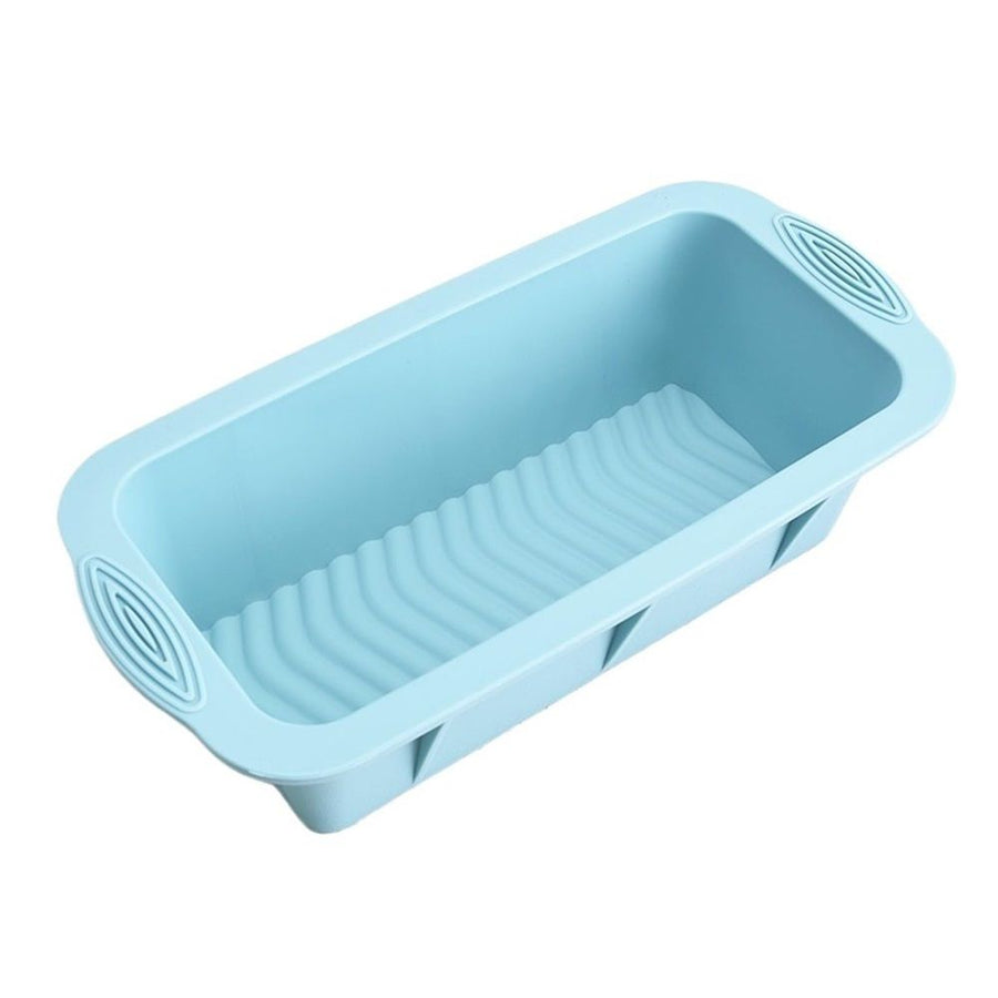 3D Silicone Bread Loaf Pan Non-Stick Rectangular Baking Mold, Oven Safe Reusable Cake for Homemade Easy Release(Blue)(25.5*13cm）