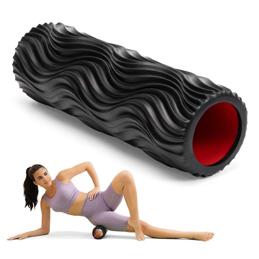 Foam Roller,High Density 15" Foam Roller, Wave Textured Massage Back Roller for Deep Muscle Massage Pilates Yoga,Fitness Exercise Roller for Whole Body Release(black)