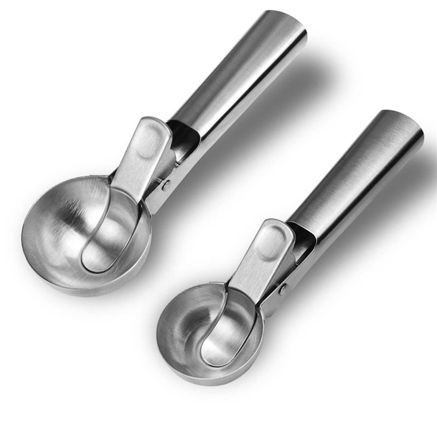 Stainless Steel Ice Cream Scooper with Trigger Release, Heavy Duty Metal Icecream Scoop Spoon Dishwasher Safe, Icecream Scoop Spoon for Meatball Frozen Yogurt Gelatos and Sundaes, Medium & Large