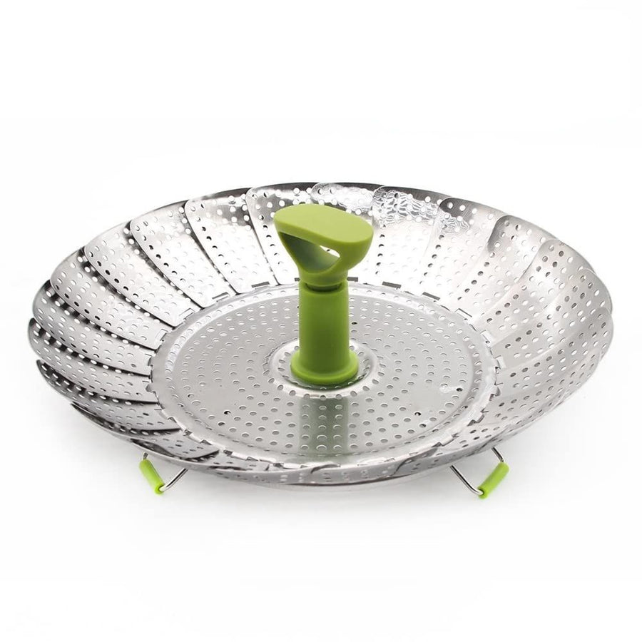 Collapsible Colander, Silicone Food Strainer, Vegetable and Fruit Can Foldable Strainer Colander Dishwasher, Multifuntional New Utensil, Fruit and Vegetable Basket (Stainless Steel) 9in