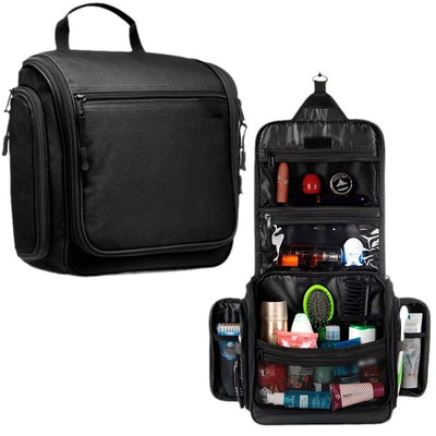 Travel Toiletry Bag for Men and Women - (12.20× 3.15 × 10.63 ”) Large Hanging Toiletry Organizer , with Sturdy Zippers and 19 Compartments for Toiletries