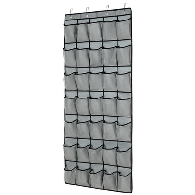 1 Pack 35 Breathable Mesh Pockets Large Hanging Shoe Organizer Over The Door Shoe Rack for Closet Door Storage Shoe Holder Hanger, 4Hooks, Grey (67.9'' x27.1'')