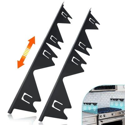 Stainless Steel Stove Gap Covers (2PCS),Stove Gap Filler,Range Trim Kit,Stove Gap Guard for Kitchen Oven Between Stovetop and Counter,Easy Clean Heat Resistant,Adjustable Length 13.8'' to 27.5'',Black