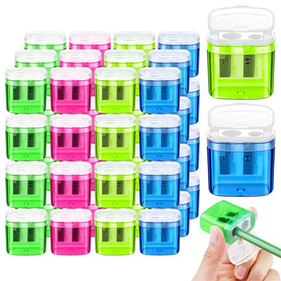48 Pieces Pencil Sharpeners Manual Double Hole Pencil Sharpener for Dual Hole Pencils Sharpener for Office Home, Assorted 4 Colors