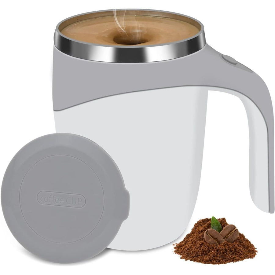 Self Stirring Mug, 380ml Rechargeable Automatic Stirring Cup for Coffee, Tea, Hot Chocolate & Protein Shakes, Insulated Stainless Steel Travel Tumbler with Handle for Home, Office, Car & Gifts