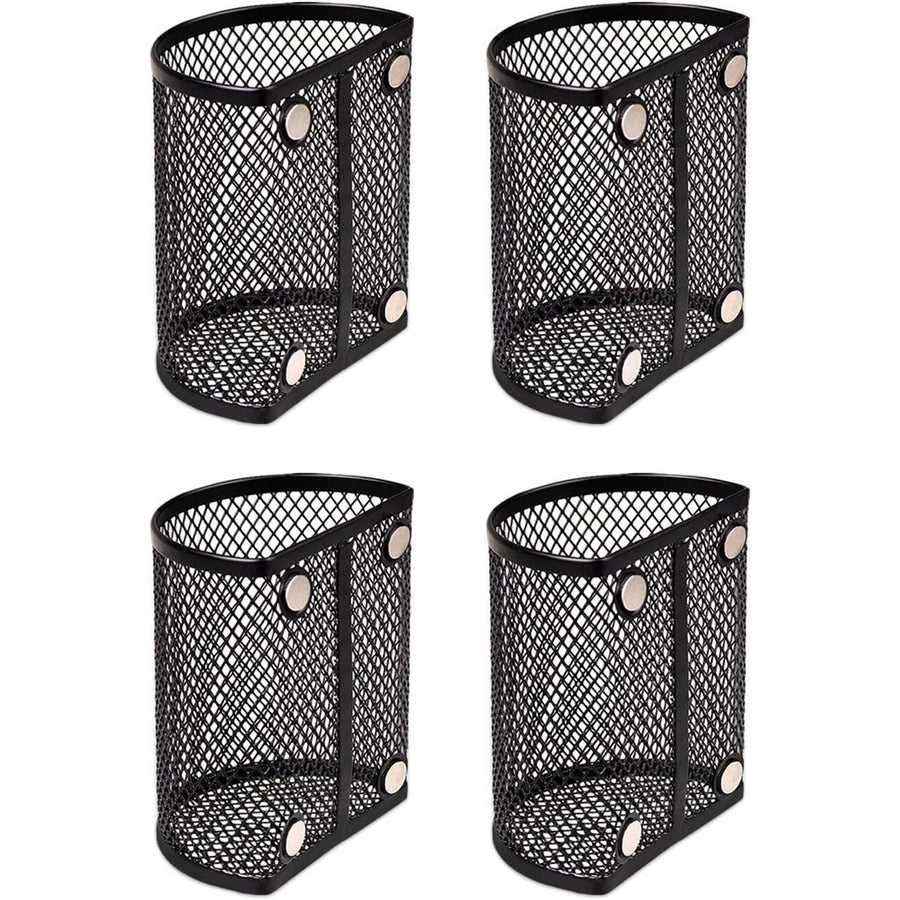 Magnetic Pencil Holder - Locker Accessories, 4 Pack Magnetic Pen Holder for Refrigerator for Home School and Office, Black