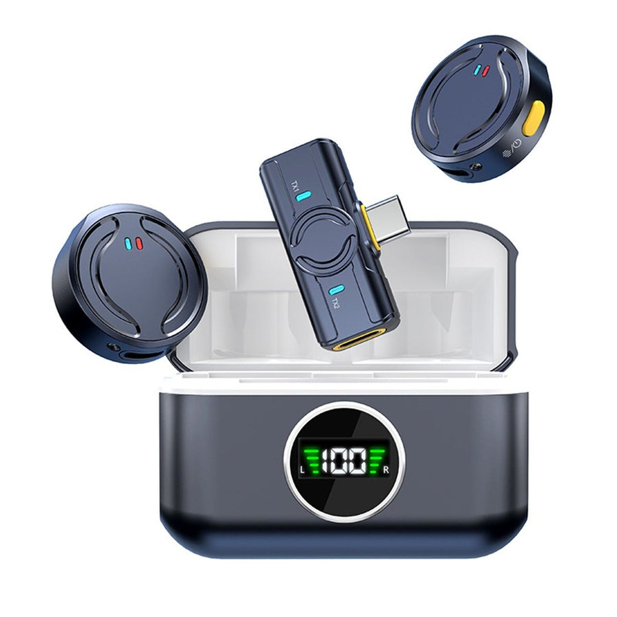 Wireless Lavalier Microphone , Noise Canceling USB C Microphones Clip on Mic with Charging Case for Video Recording Vlogging