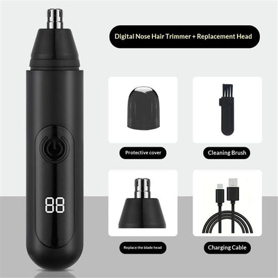 Ear and Nose Hair Trimmer for Men, Professional Painless USB Rechargeable Eyebrow & Facial Hair Trimmer Precision Tool with Powerful Motor and Dual-Edge Blades,