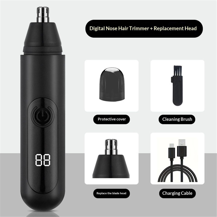 Ear and Nose Hair Trimmer for Men, Professional Painless USB Rechargeable Eyebrow & Facial Hair Trimmer Precision Tool with Powerful Motor and Dual-Edge Blades,
