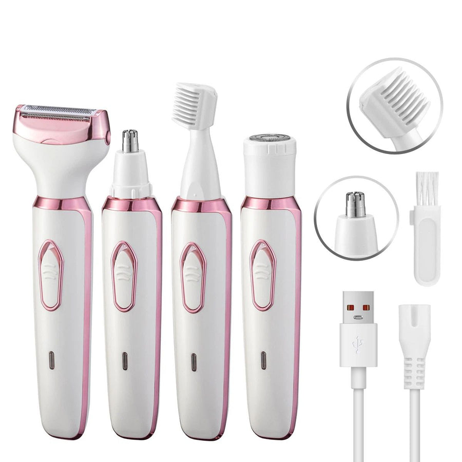 Electric Razor for Women,Hair Trimmer for Face Nose Eyebrow Beard Mustache Arm Leg Armpit Bikini,Painless Rechargeable Portable 4 in 1 Womens Body Shavers Set