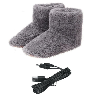 Women's and Men's Fluffy Bootie Slipper Sock with Memory Foam House Shoes USB Electric Heated Slippers，Fast Heating Technology Heating Pad Shoe