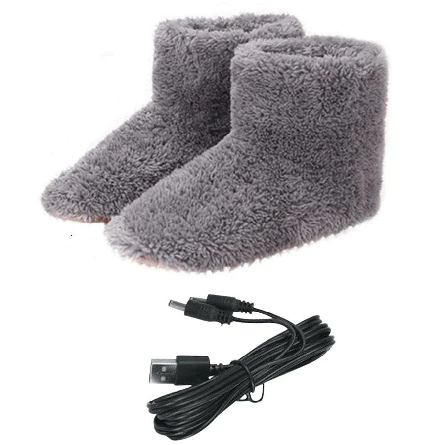 Women's and Men's Fluffy Bootie Slipper Sock with Memory Foam House Shoes USB Electric Heated Slippers，Fast Heating Technology Heating Pad Shoe