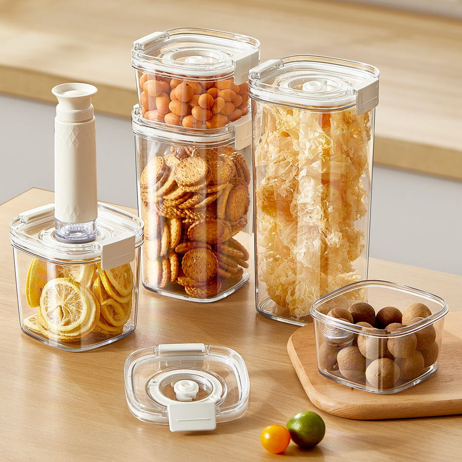 Lasting Freshness BPA-Free Plastic Vacuum Seal Containers with Pump – Airtight Food Storage, Meal Prep & Pantry Organization, Preserves Freshness 5X Longer,4pcs