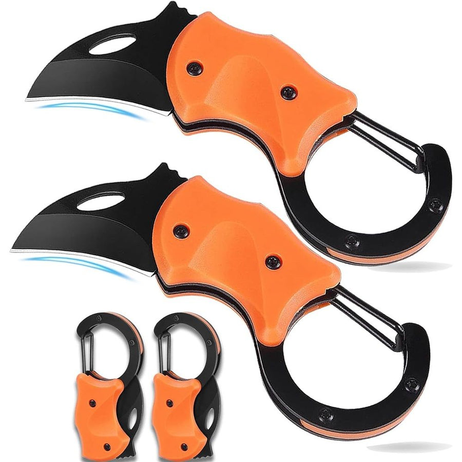 2 pack Small Pocket Knife for Men, Cool Folding Knife Box Cutter with Sharp Blade, Mini Knives for Everyday Carry, Great Gift for Men (Orange)