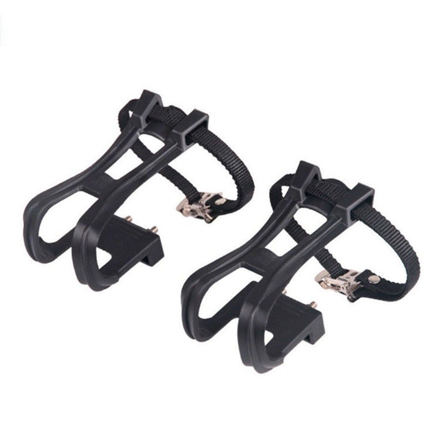 A pair Bike Pedals with Toe Clips and Straps for Exercise Bike, Outdoor Bicycles and Spin Bike, Spindle with Reflectors