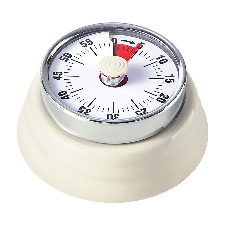 Elegant Stainless Steel Vintage Kitchen Timer with Magnetic Attachment - 60-Minute Countdown & Audible Alarm, Perfect for Cooking, Office Tasks, and Study Sessions (-Beige)