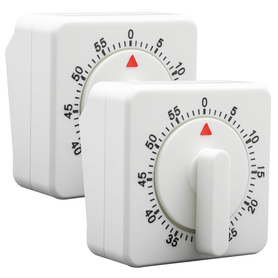2 Pieces 60 Minute Visual Kitchen Timer Hour Mini Countdown Mechanical Timer Loud Voice for Kitchen, Homework, Exercise(White)