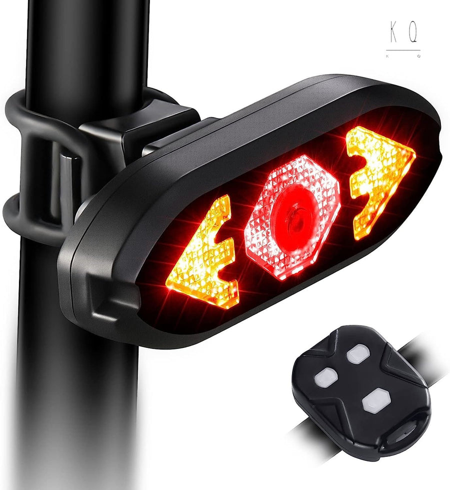Smart Bike Tail Light with Turn Signals, USB Rechargeable Wireless Bicycle Turn Signal Lights, Remote Control Waterproof Rear Safety Warning Light for ebike Scooters