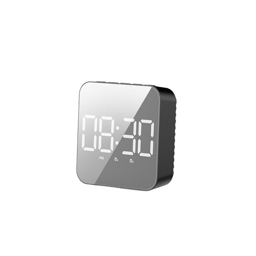 LED clock, student alarm clock, plug-in dual-use, large screen display, digital clock, voice controlled temperature clock（black）