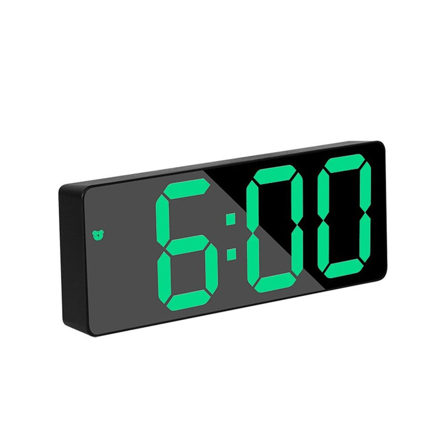 Digital Alarm Clock LED Travel Alarm Clocks with  Button Brightness Adjustable（Rectangular black face green light）
