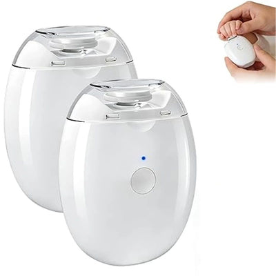 2Pcs Universal Automatic Fingernail Grinder,Portable Electric Nail Clipper,360° Silent Auto Fingernail Cutter and Polishing with LED Light and 3 Speeds for Whole Family