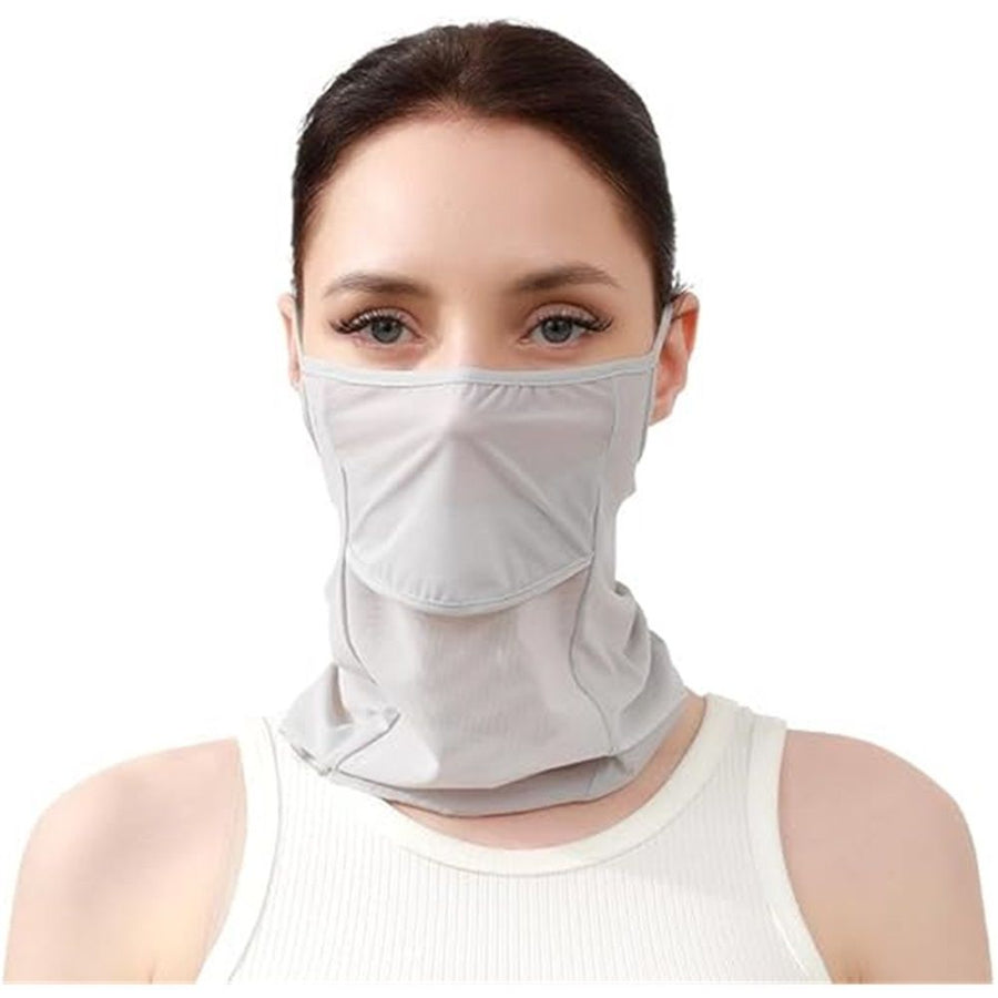 Cold Sensation Sunscreen Pure Silk Mask, Sun Shade UV Protection UPF50+ Breathable, Sweat Absorbent and Quick Drying, Reusable Mask for Running/Beach/Fitness/Party/Fishing/Riding/Hiking