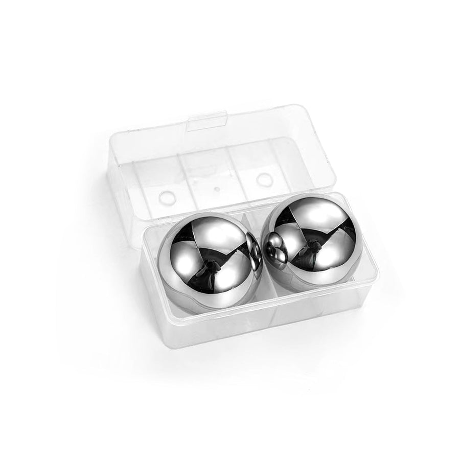 Stainless Steel Ice Balls, Set of 2 Reusable Metal Ice Cubes for Chilling  & Beverages - Gift Set for Men