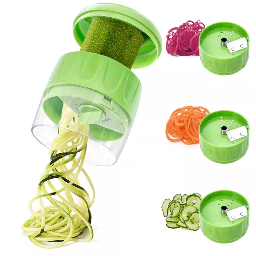 2 pack 3 in 1 Vegetable Spiralizer Slicer, Adjustable Zucchini Carrot Noodle Maker, Cucumber Spiral Cutter, Easy to Use Kitchen Tool（Green）