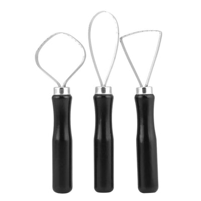 2 set Pottery Ceramics Tools 3 Pcs/set Wood Pottery Clay Sculpture Big Loop Tool with Stainless Steel Flat Wire